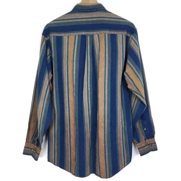 LEE Shirt Shacket Button Down Denim Stripe Long Sleeve Retro Cabincore Small - Picture 3 of 8